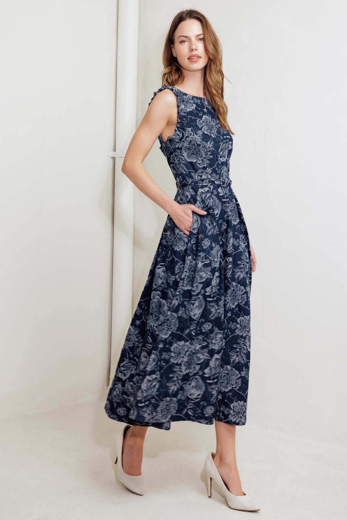 Cocktail Dresses Tea Length Floral Print Short A Line Cocktail Dress Flying Tomato FD1680 Denim