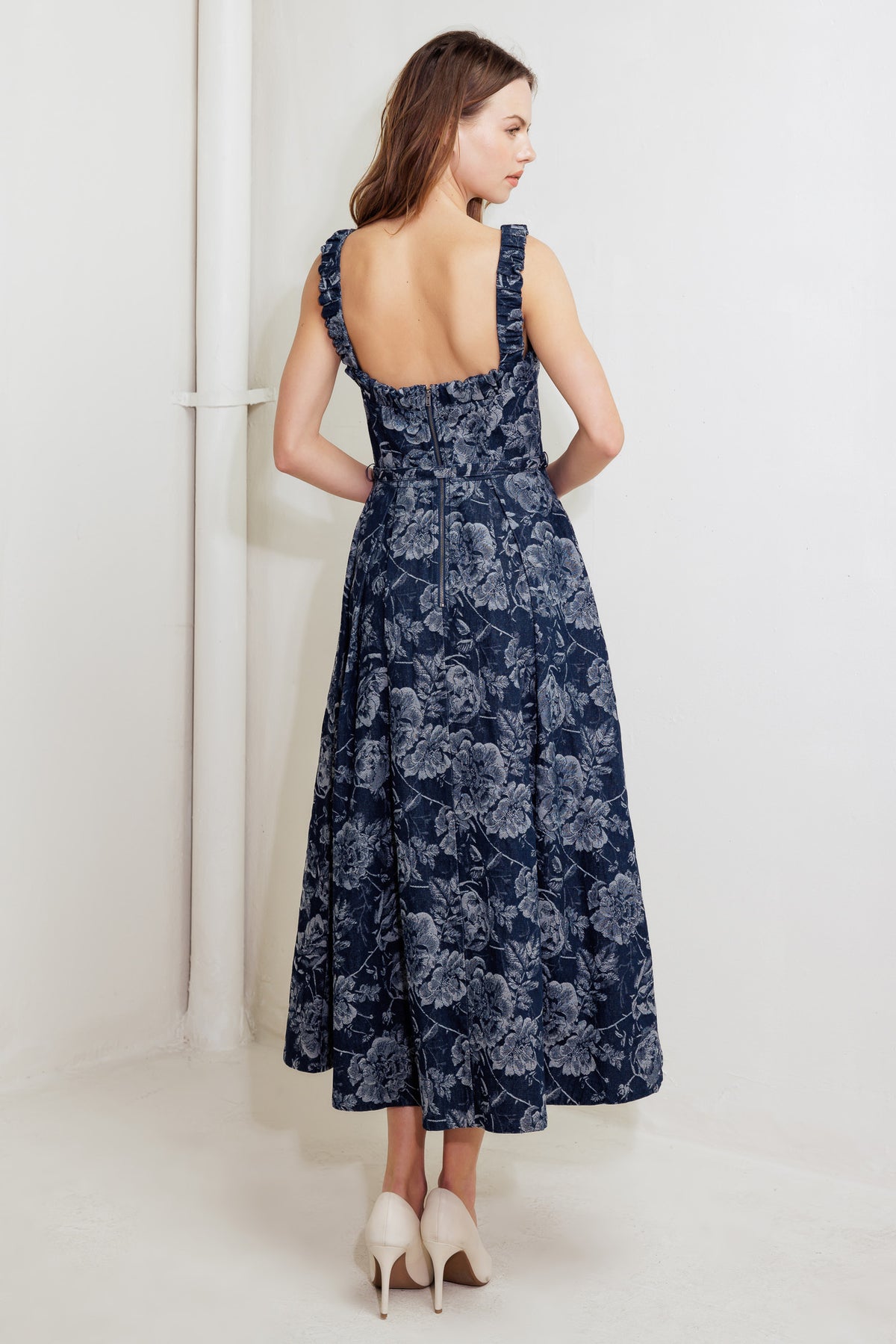 Cocktail Dresses Tea Length Floral Print Short A Line Cocktail Dress Flying Tomato FD1680 Denim