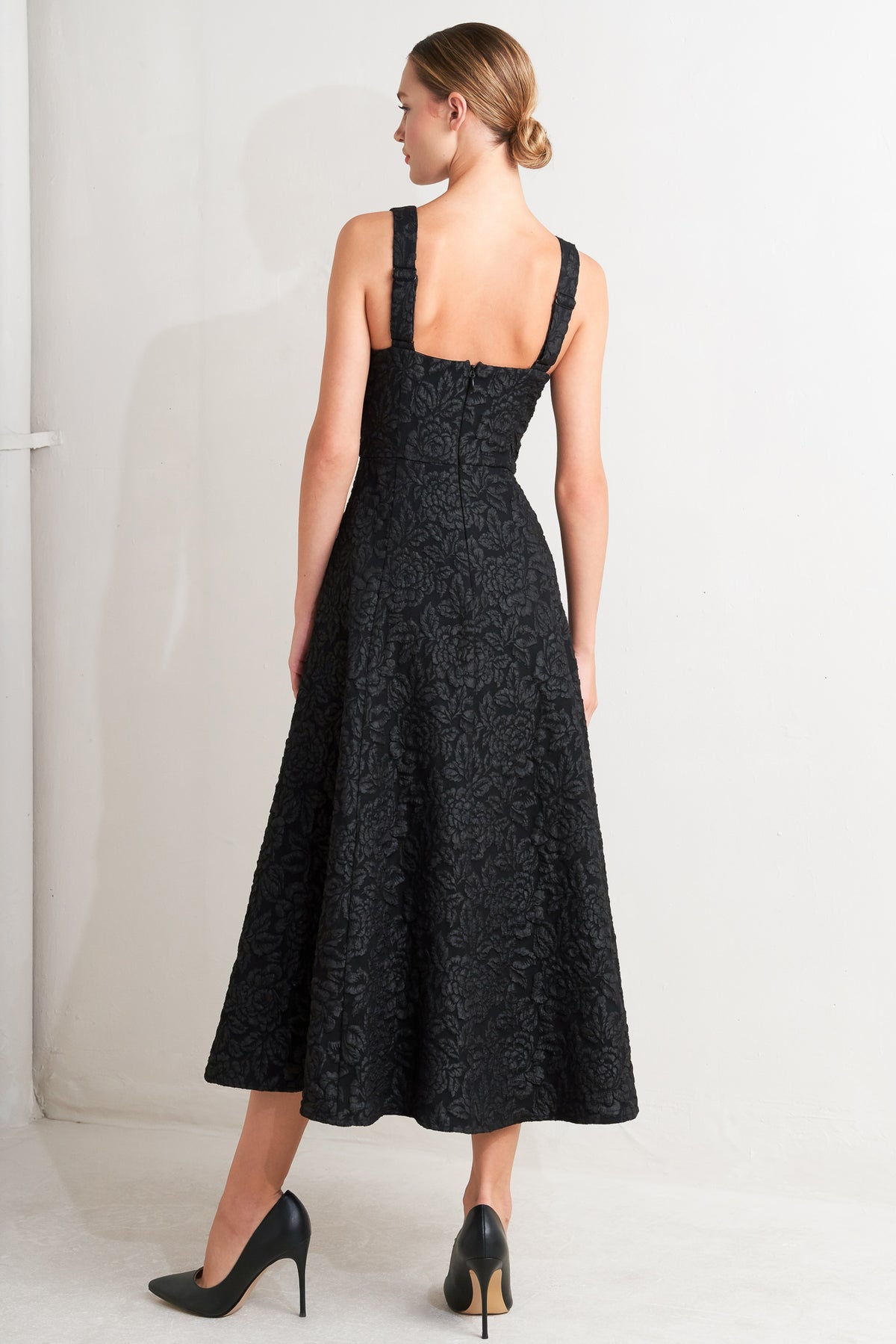 Cocktail Dresses Tea Length Floral Cocktail A Line Dress Flying Tomato FD1715 Black