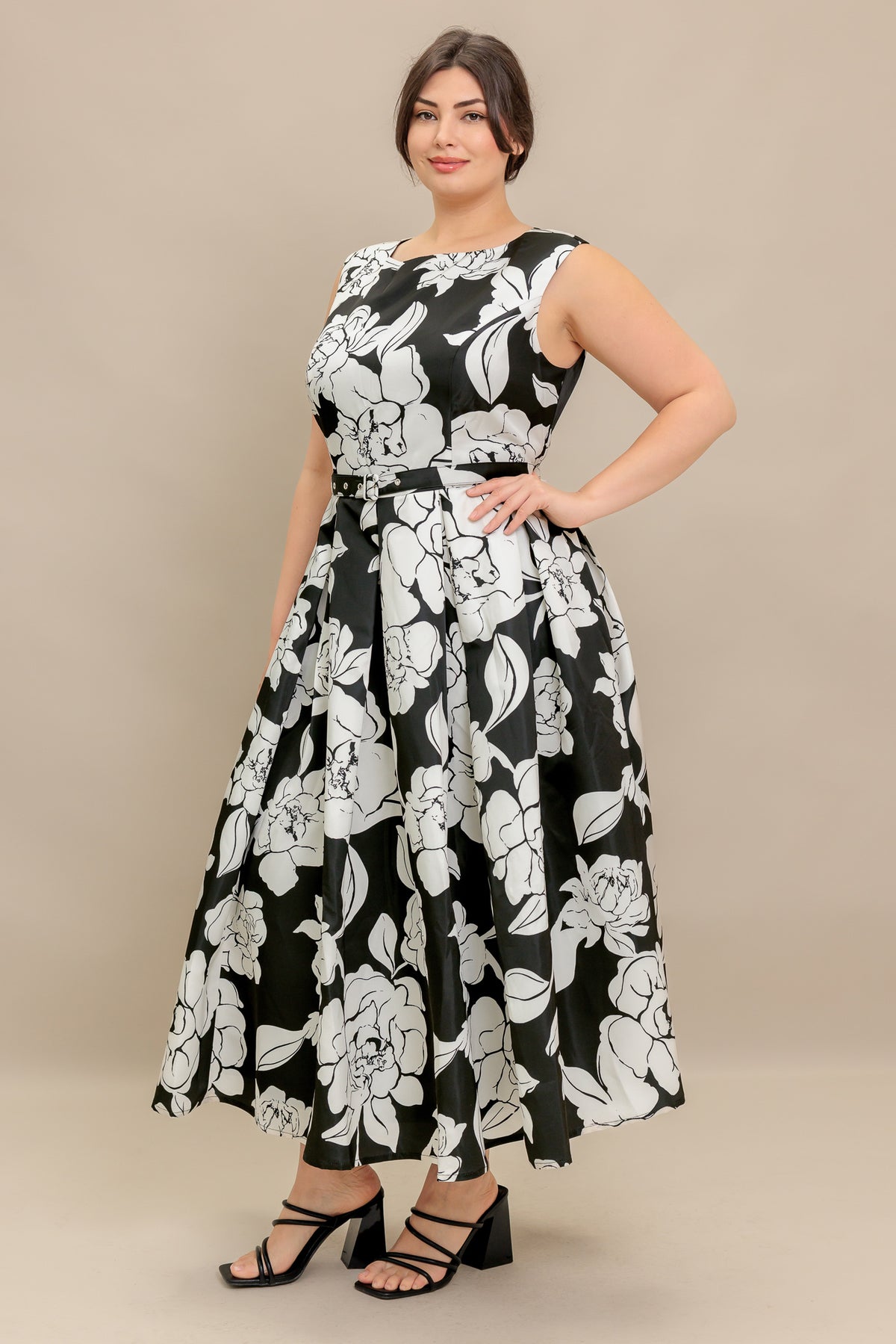 Cocktail Dresses Short Tea Length Floral Print Cocktail Dress Flying Tomato FD1761 Black