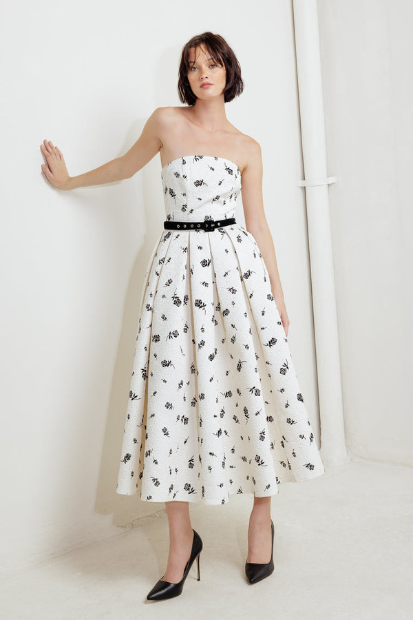 Tea Length Pleated Short Floral Print Cocktail Dress Flying Tomato FD1773