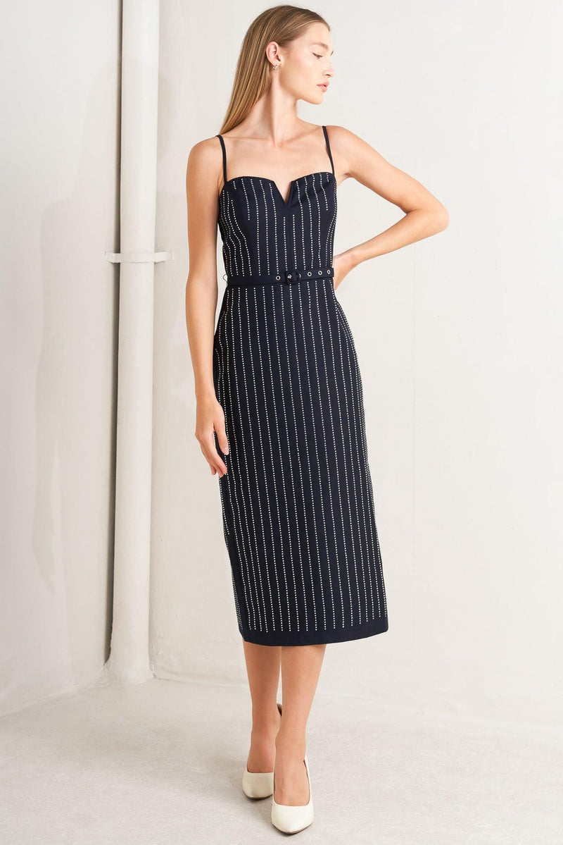 Sweetheart Midi Crepe Cocktail Sheath Column Dress Flying Tomato FD1856