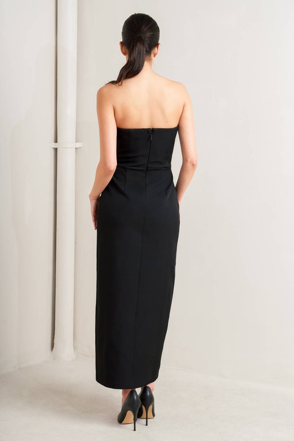 Cocktail Dresses Midi Fitted Cocktail Slit Dress Flying Tomato FD1891 Black