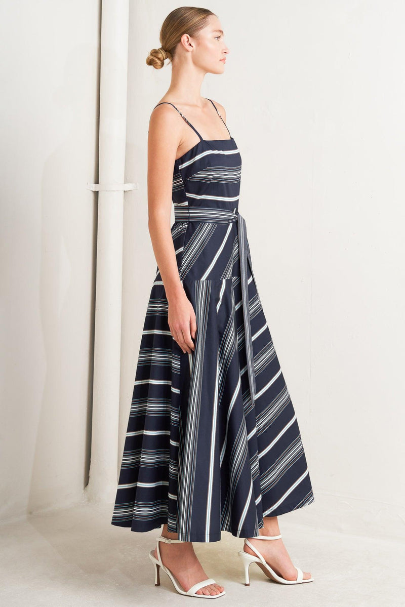 Square Neck Midi Crepe Wedding Guest A-Line Dress Flying Tomato FD1909