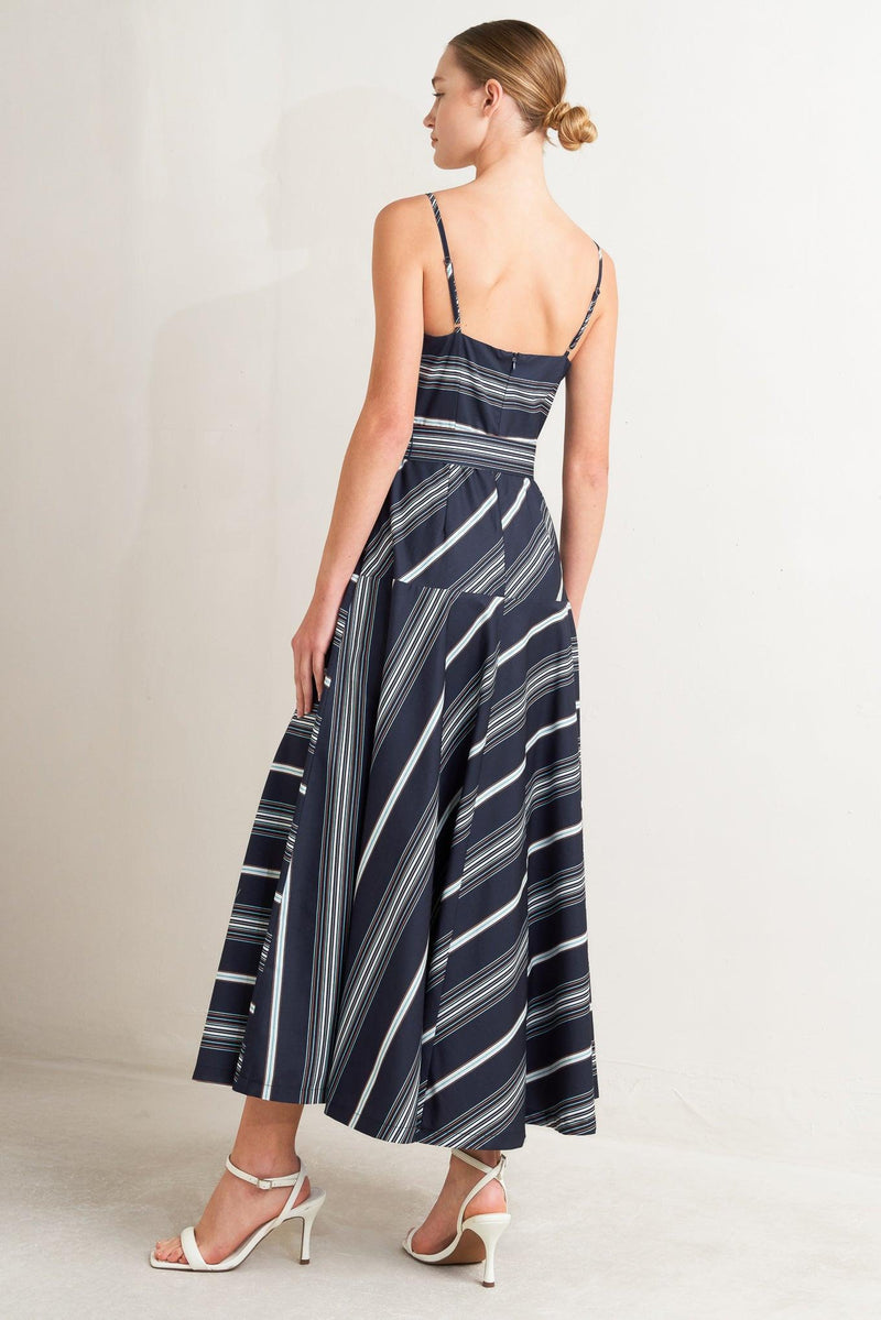 Square Neck Midi Crepe Wedding Guest A-Line Dress Flying Tomato FD1909