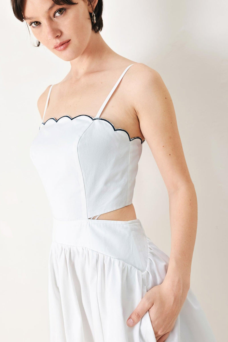Square Neck Midi Crepe Formal A-Line Dress Flying Tomato FD1917