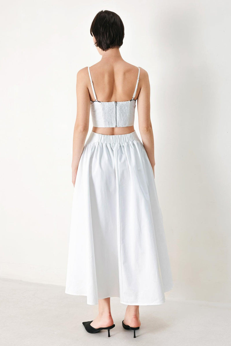 Square Neck Midi Crepe Formal A-Line Dress Flying Tomato FD1917
