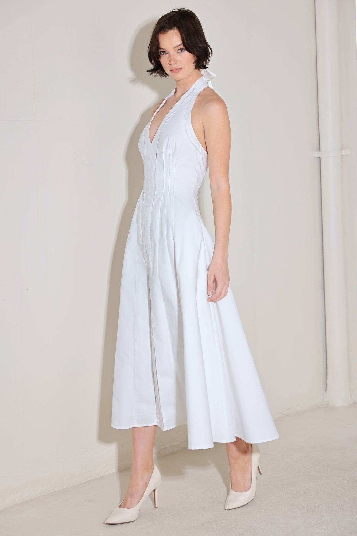 Halter Midi Cotton Casual Dress with Tie Neck A Line Silhouette Flying Tomato FD1934
