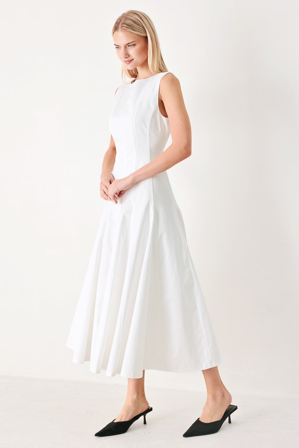 Bateau Tea-Length Crepe Wedding Dress A-Line Flying Tomato FD1986