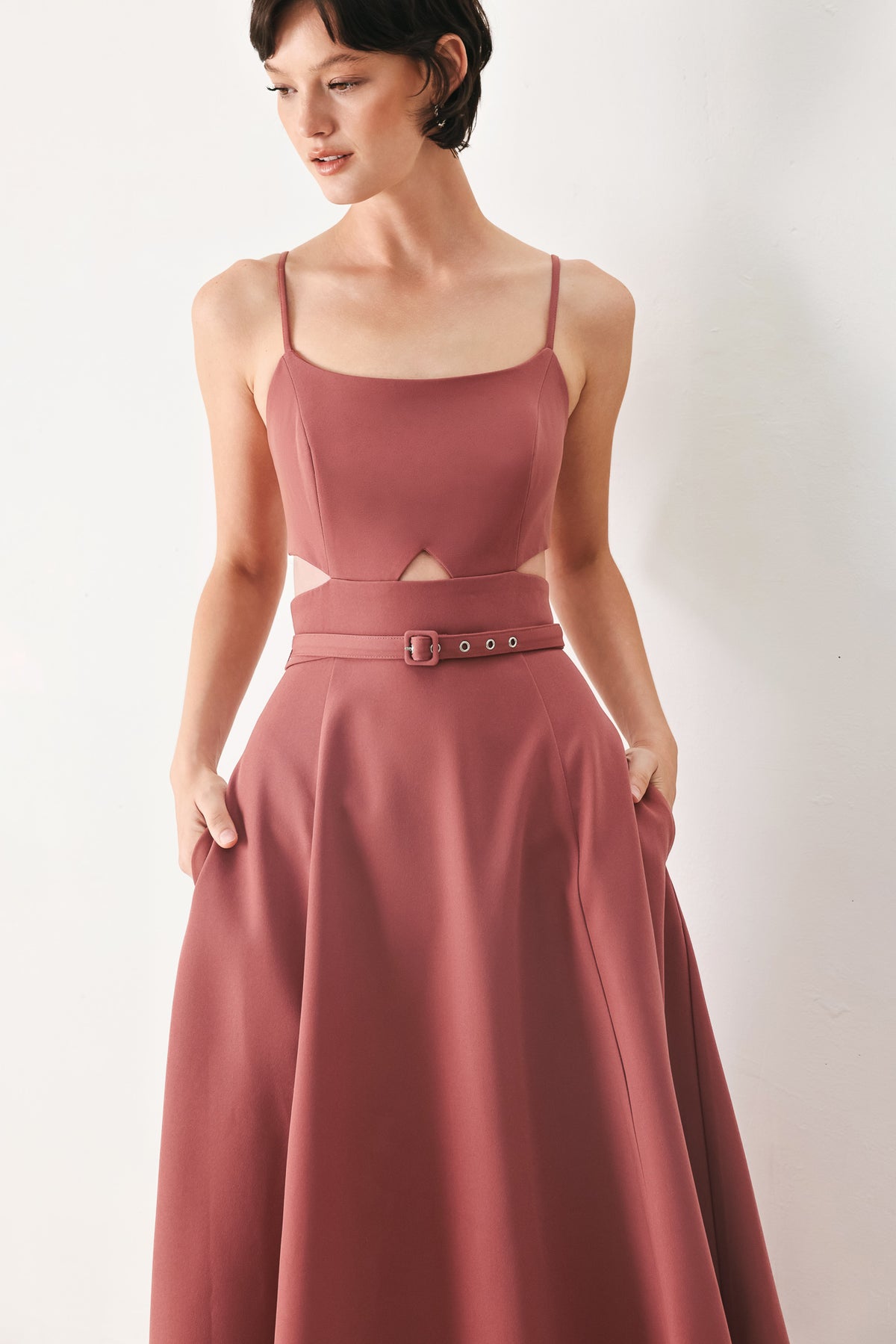 Square Midi Crepe Cocktail A-Line Flying Tomato FD2178