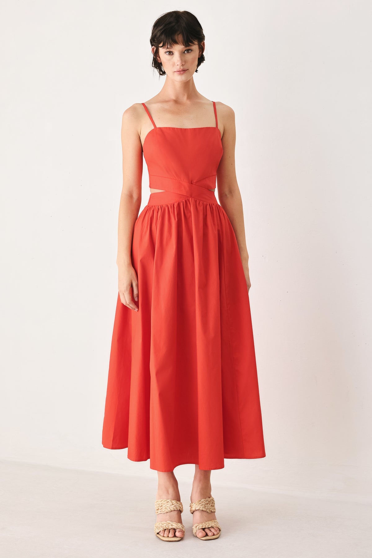 Square Midi Satin Cocktail A-Line Flying Tomato FD2225
