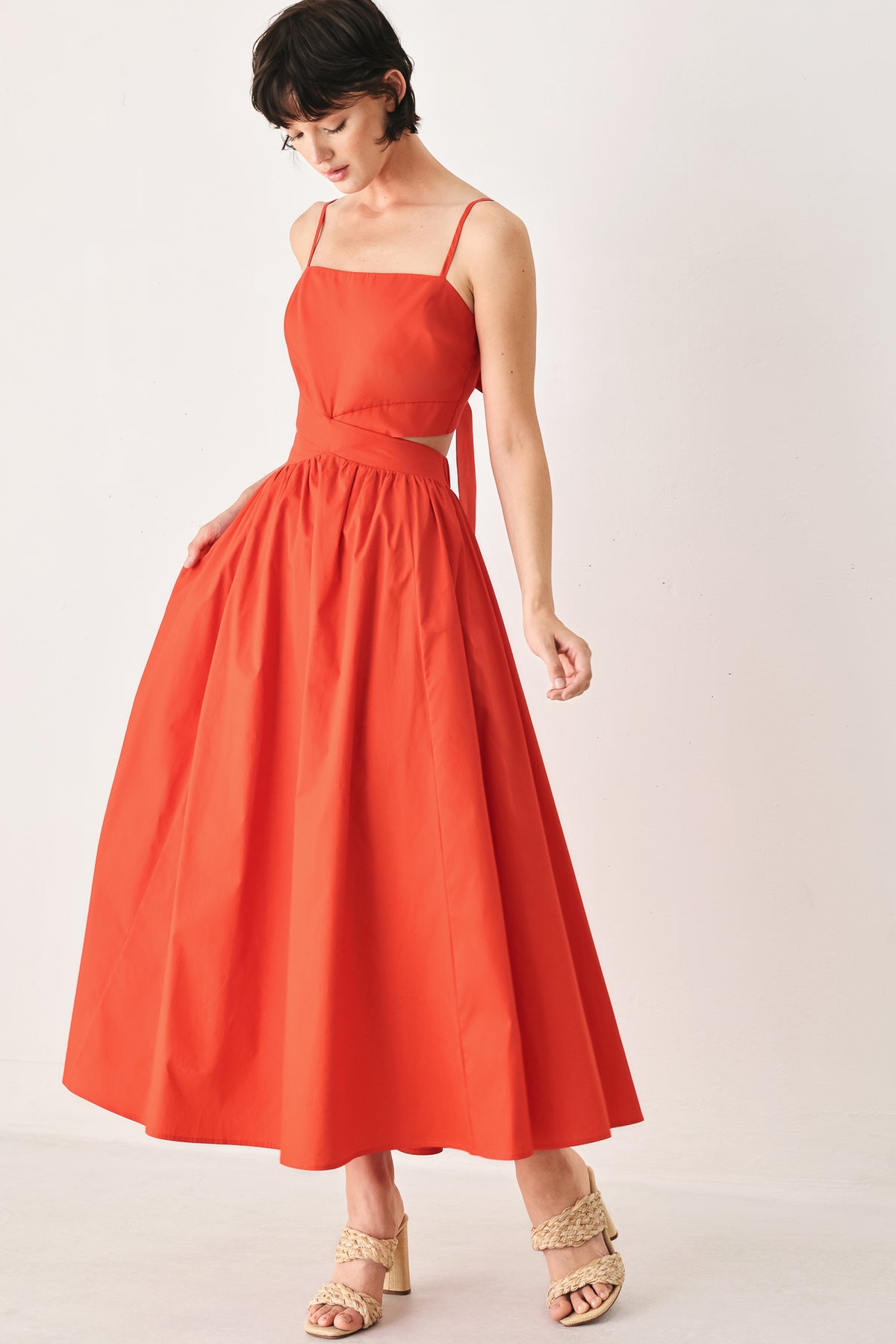 Square Midi Satin Cocktail A-Line Flying Tomato FD2225