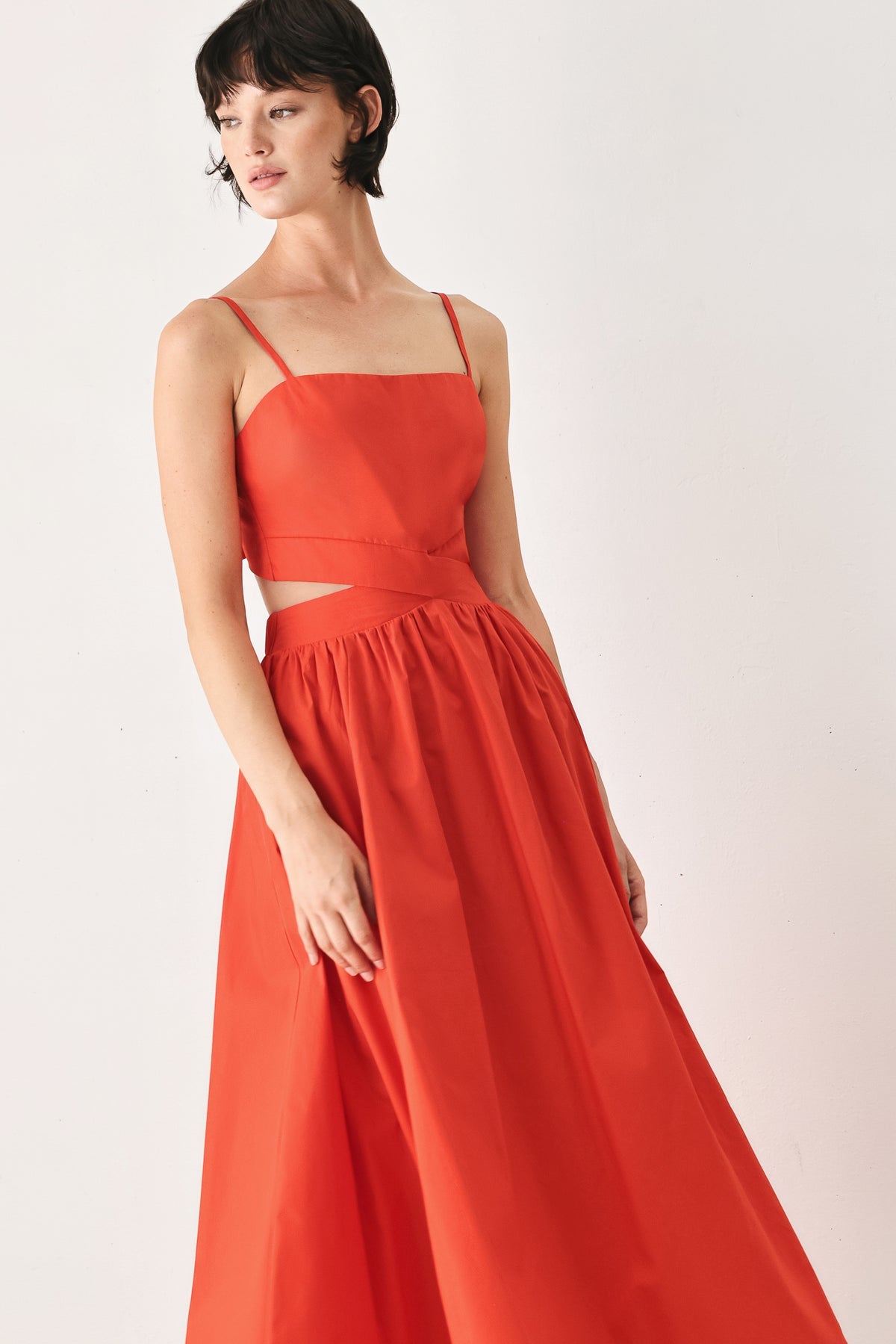 Square Midi Satin Cocktail A-Line Flying Tomato FD2225