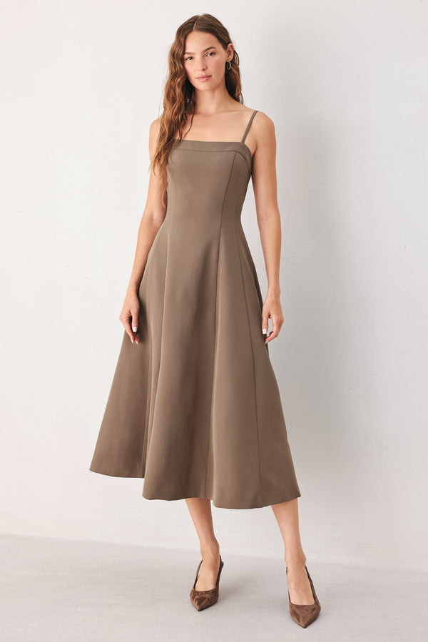 Square Neckline Midi Crepe Cocktail A-Line Flying Tomato FD2280