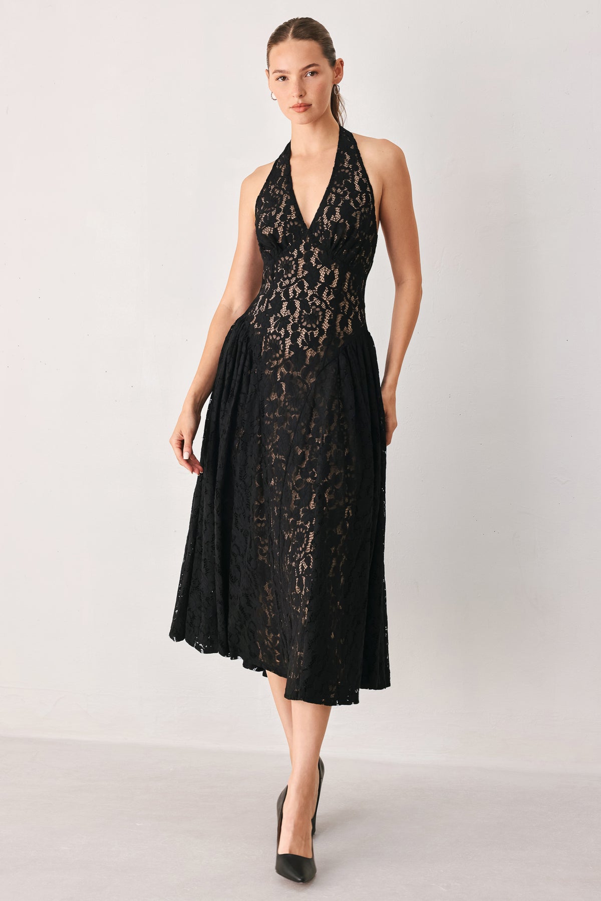 Halter Tea-Length Lace Occasion A-Line Flying Tomato FD2336