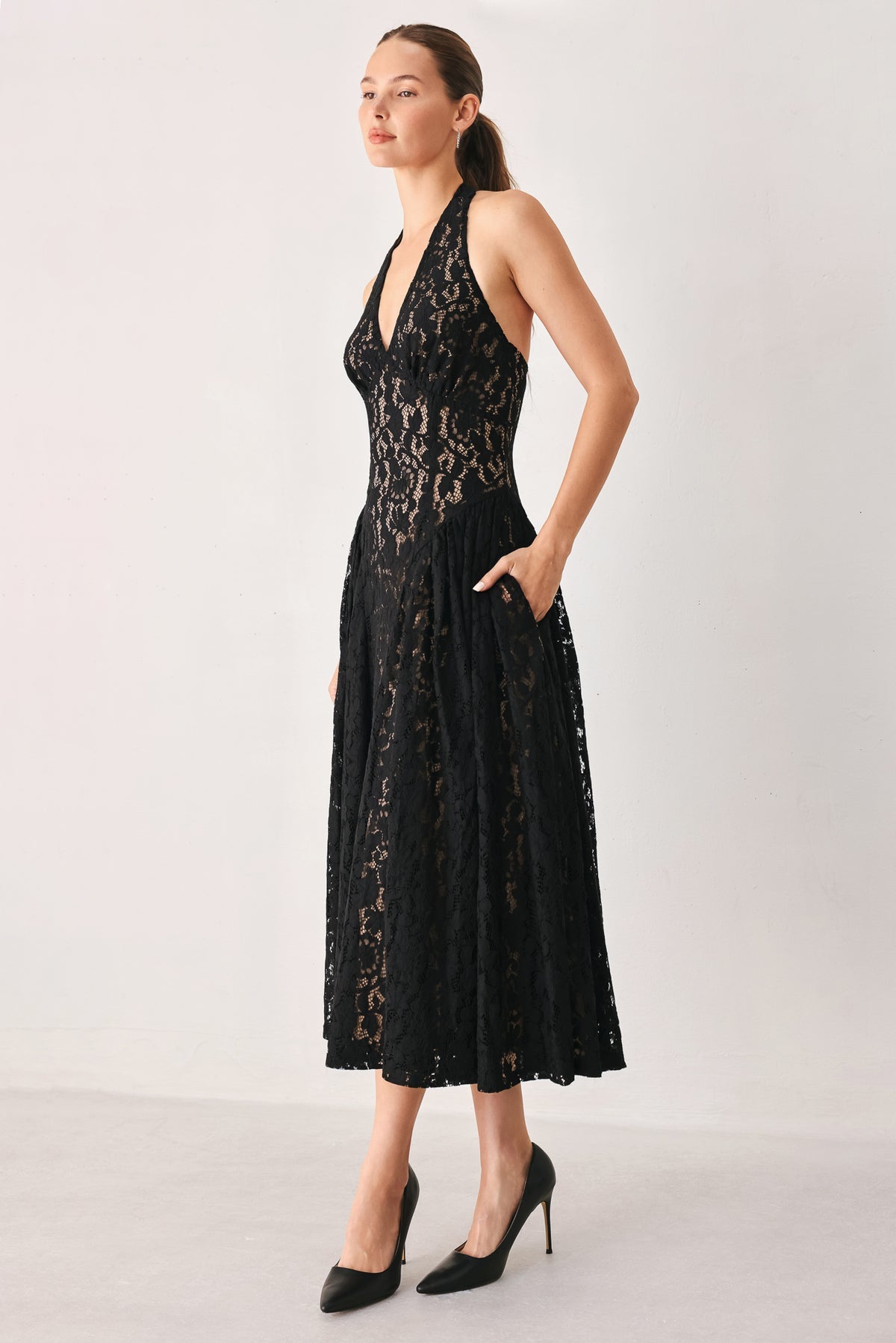 Halter Tea-Length Lace Occasion A-Line Flying Tomato FD2336
