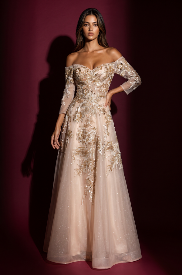 Beaded Strapless Sweetheart Gown