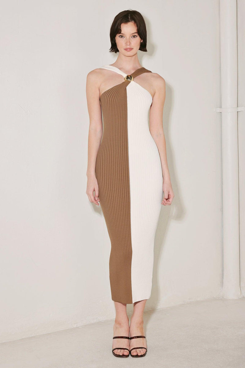 One-Shoulder Midi Jersey Cocktail Bodycon Dress Flying Tomato FSW1422