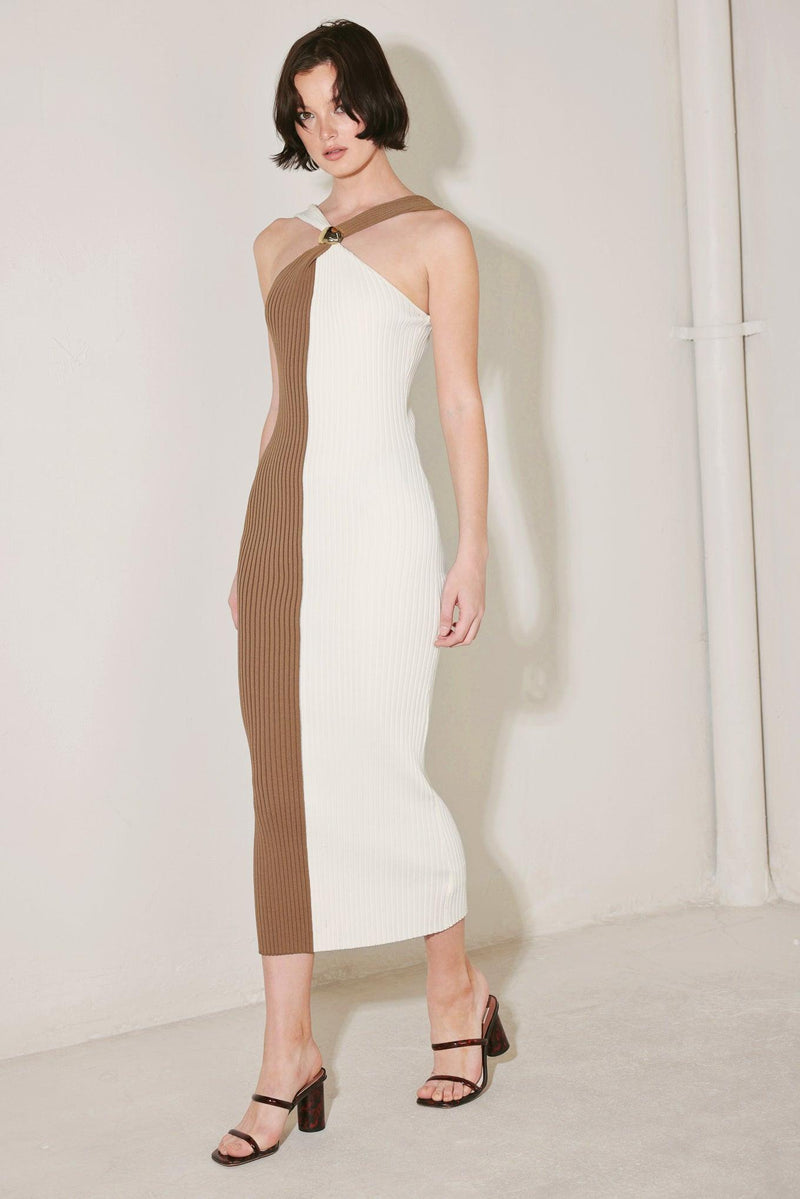 One-Shoulder Midi Jersey Cocktail Bodycon Dress Flying Tomato FSW1422