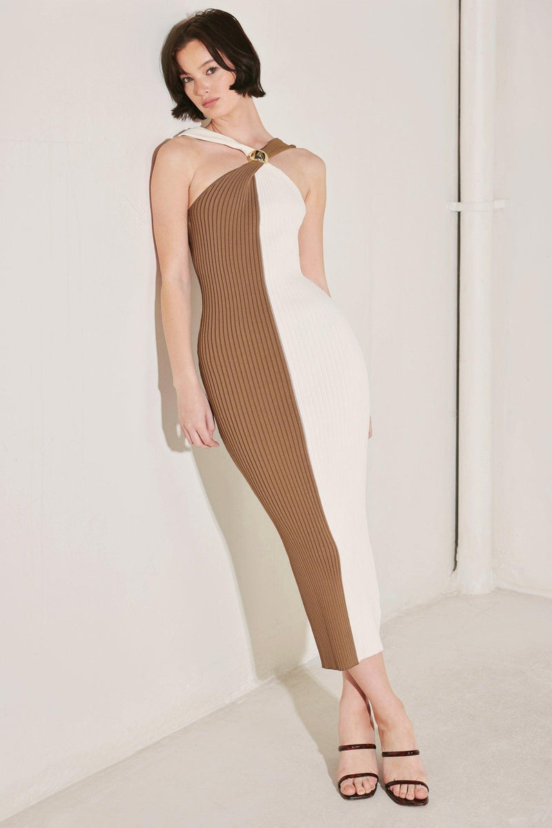 One-Shoulder Midi Jersey Cocktail Bodycon Dress Flying Tomato FSW1422