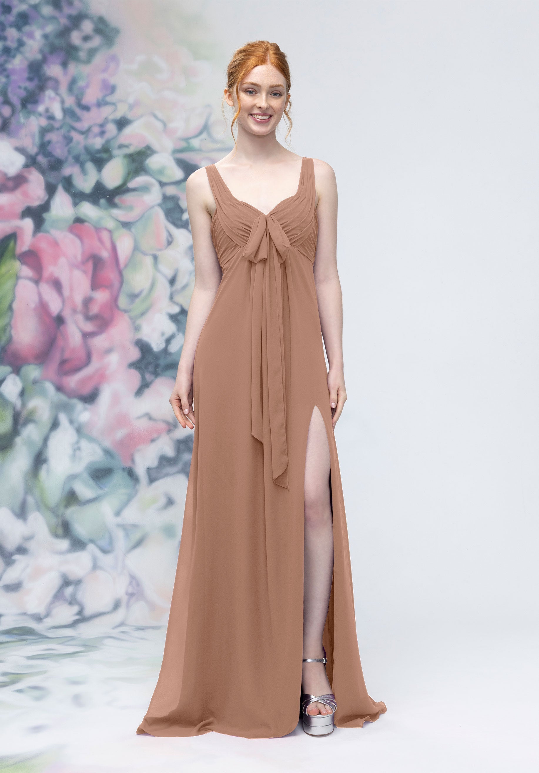 Formal Dresses Long Formal Slit A Line Dress Fawn-Chiffon-3030009-Pleated