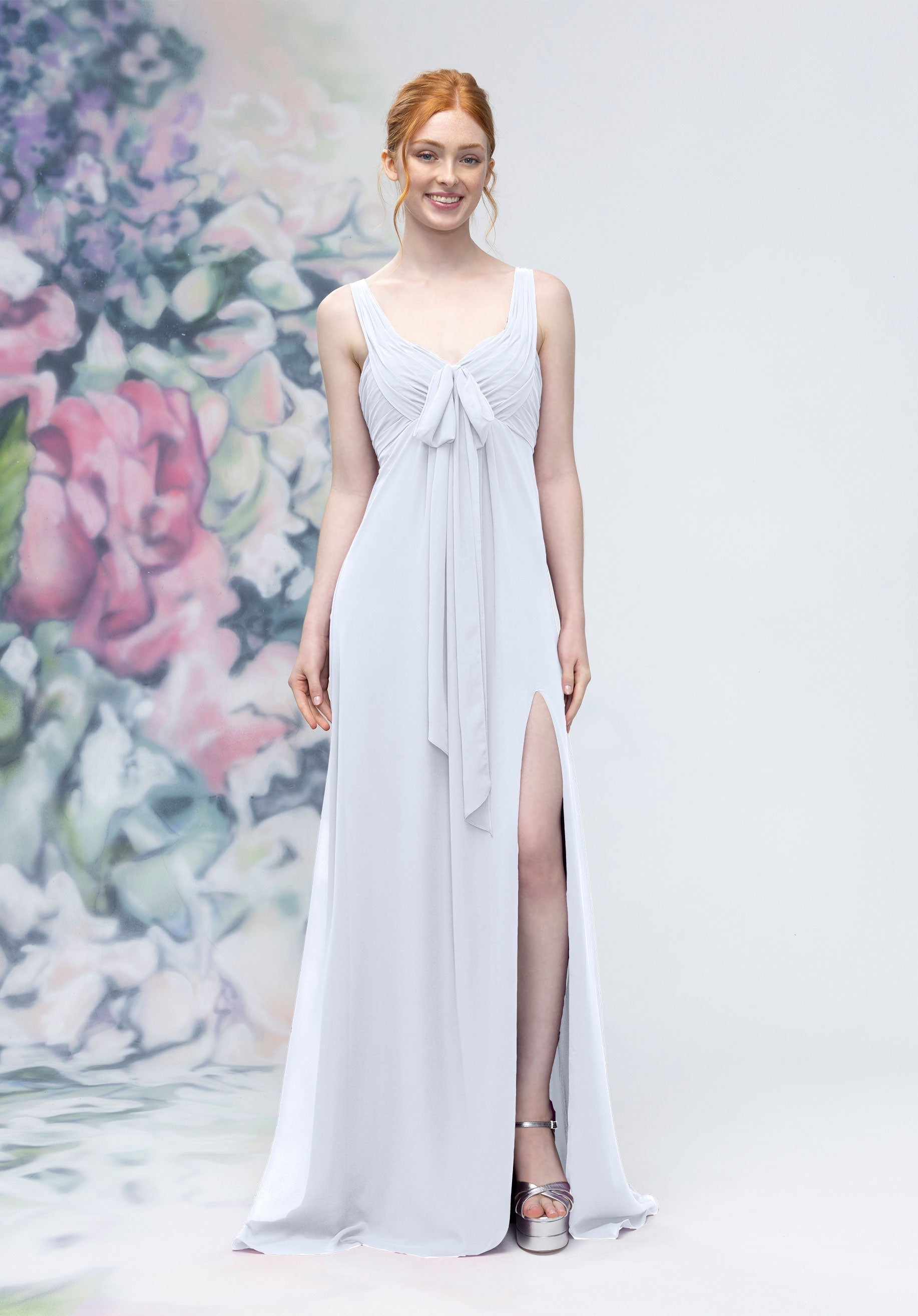 Formal Dresses Long Formal Slit A Line Dress Fog-Chiffon-3030009-Pleated