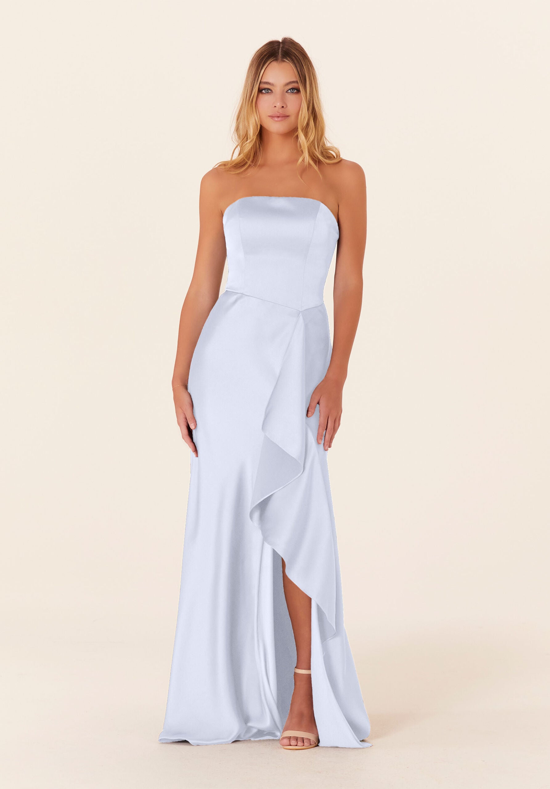 Formal Dresses Long Formal A Line Evening Dress Fog-Satin-21834-Ruffle