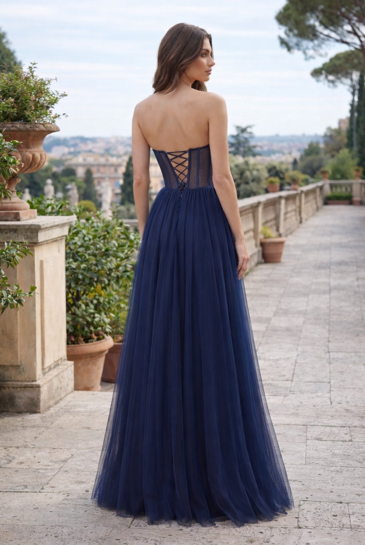 A-line Long Strapless Tulle Prom Dress | The Dress Outlet A-line Long Strapless Tulle Prom Dress | The Dress Outlet