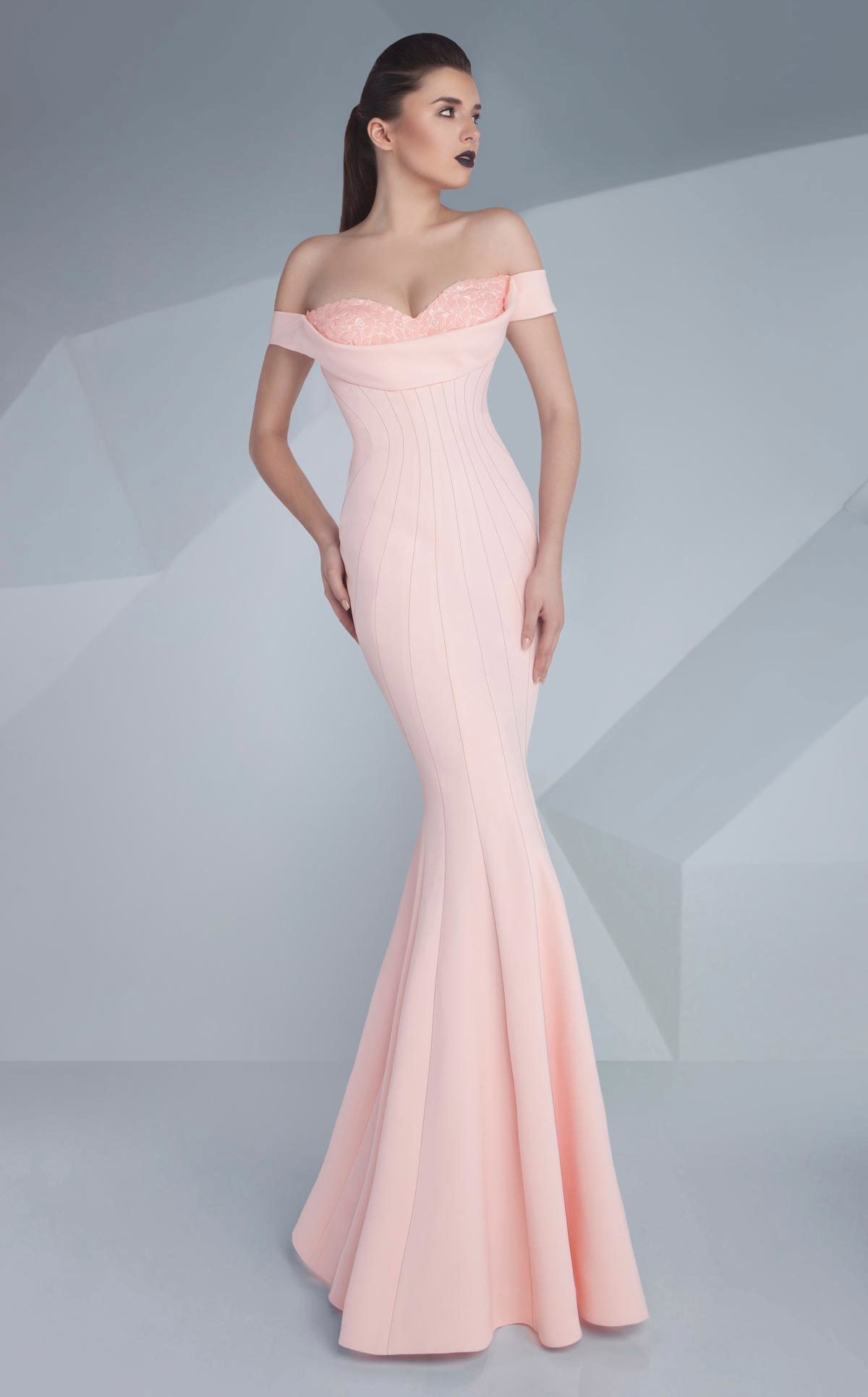 MNM Couture G0592 Fitted Long Evening Gown Mermaid Formal Prom Dress