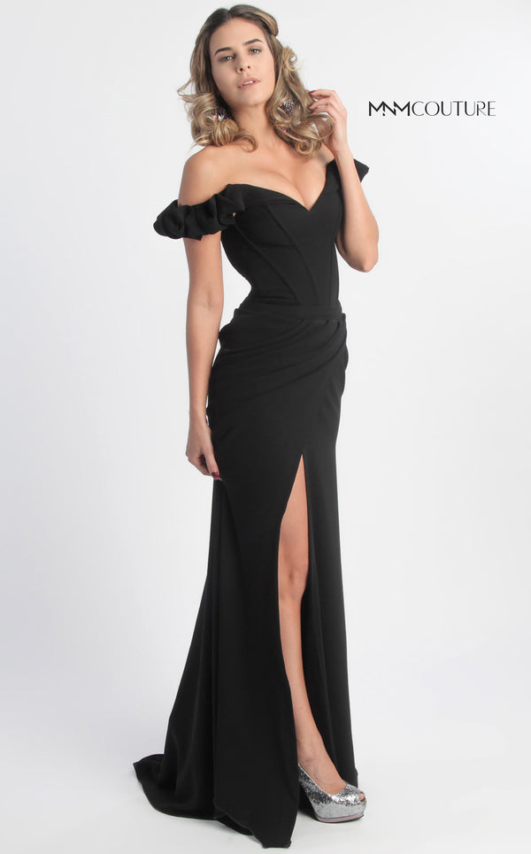 MNM Couture G0665 Fitted Long Formal Ruffled Evening Prom Dress