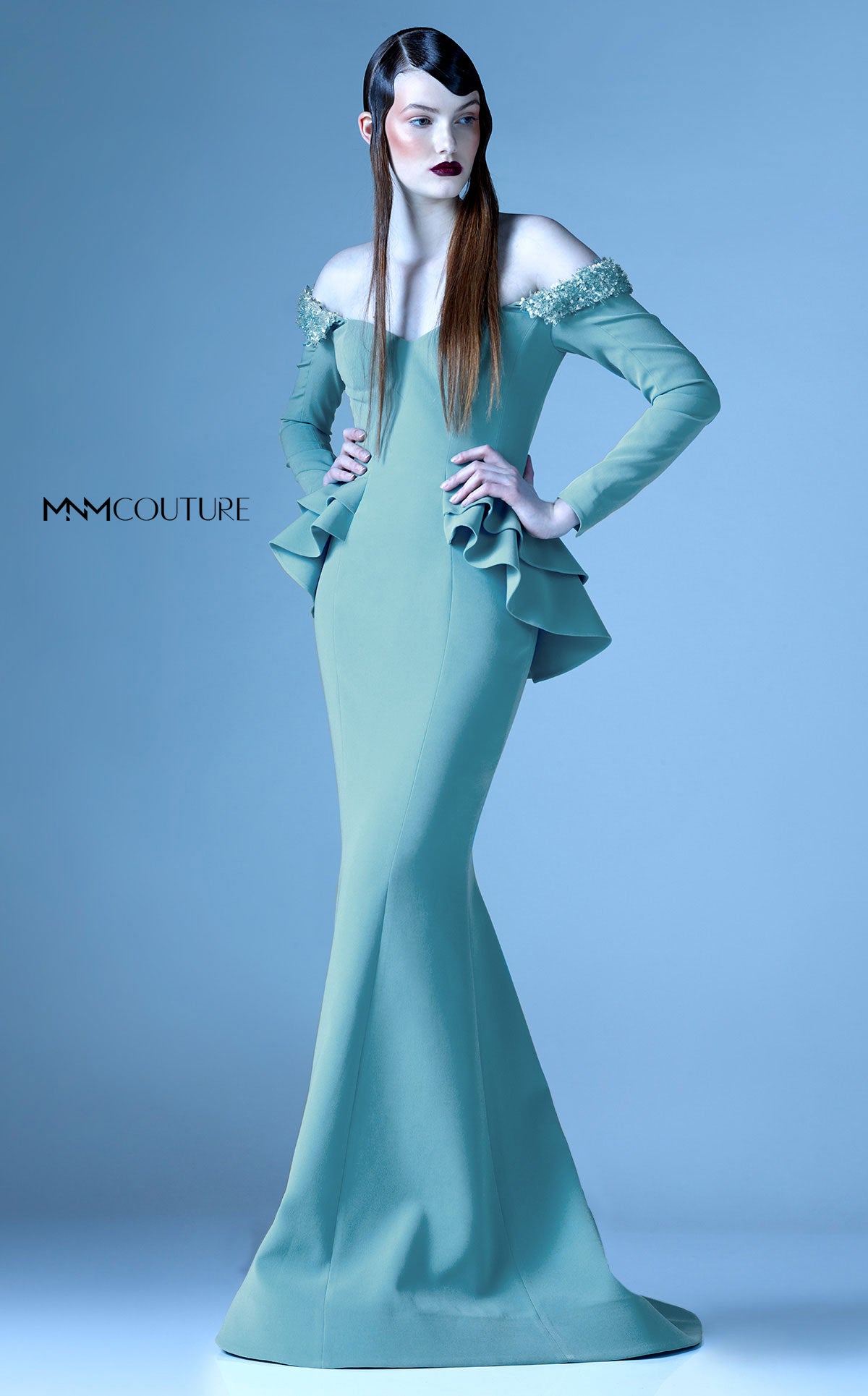 Formal Dresses Long Beaded Mermaid Layered Ruffle Formal Dress  Green
