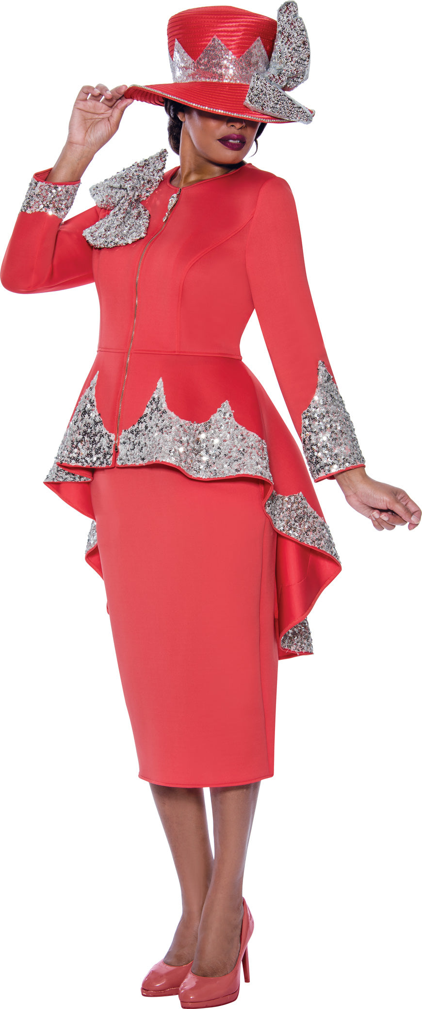 Divine Apparel G10042W Sequin Plus Size Long Sleeve Midi Dress