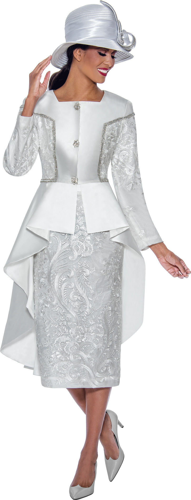 Divine Apparel G10052W Plus Size Beaded Long Sleeve Midi Dress