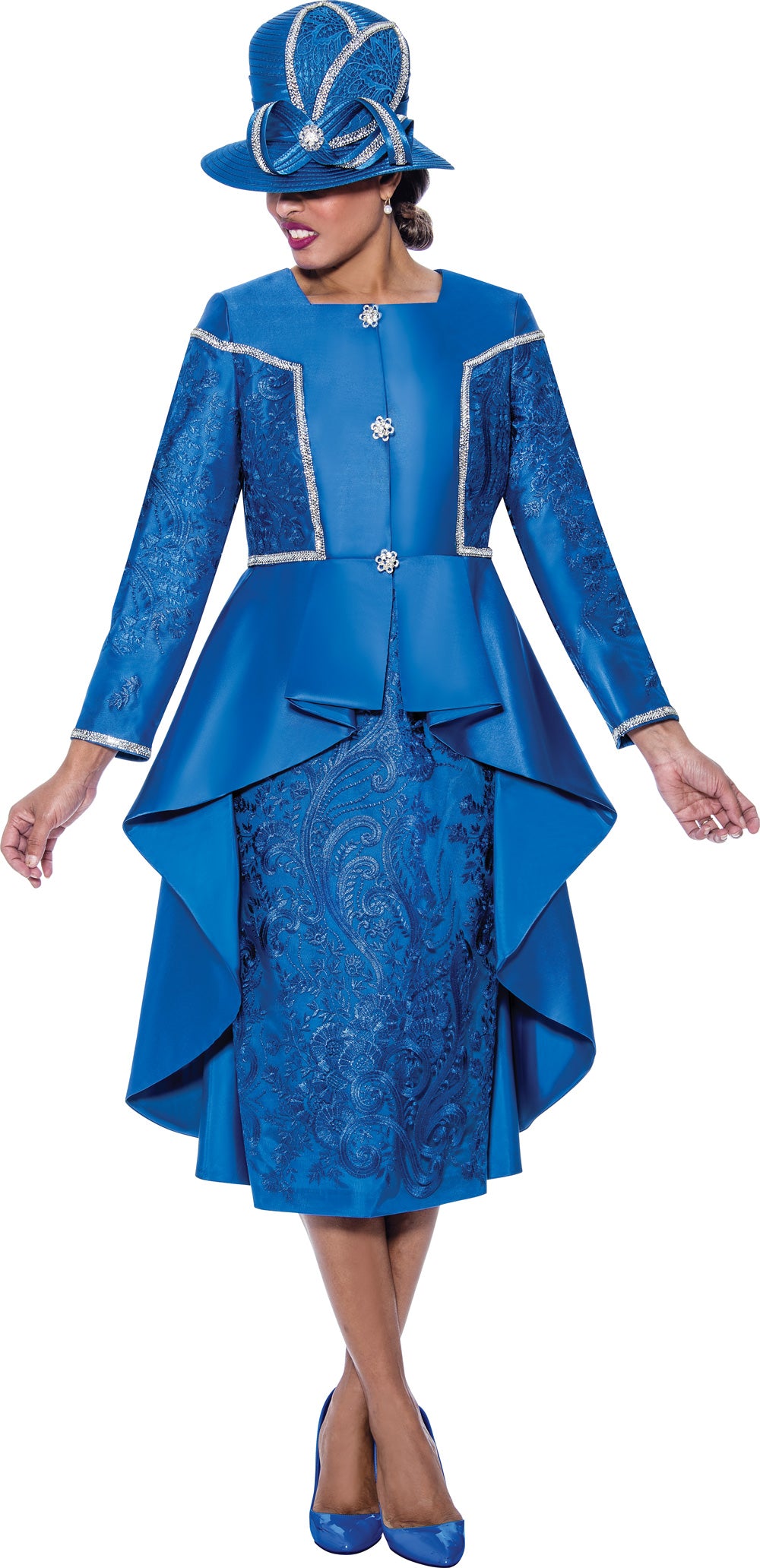 Divine Apparel G10052W Plus Size Beaded Long Sleeve Midi Dress
