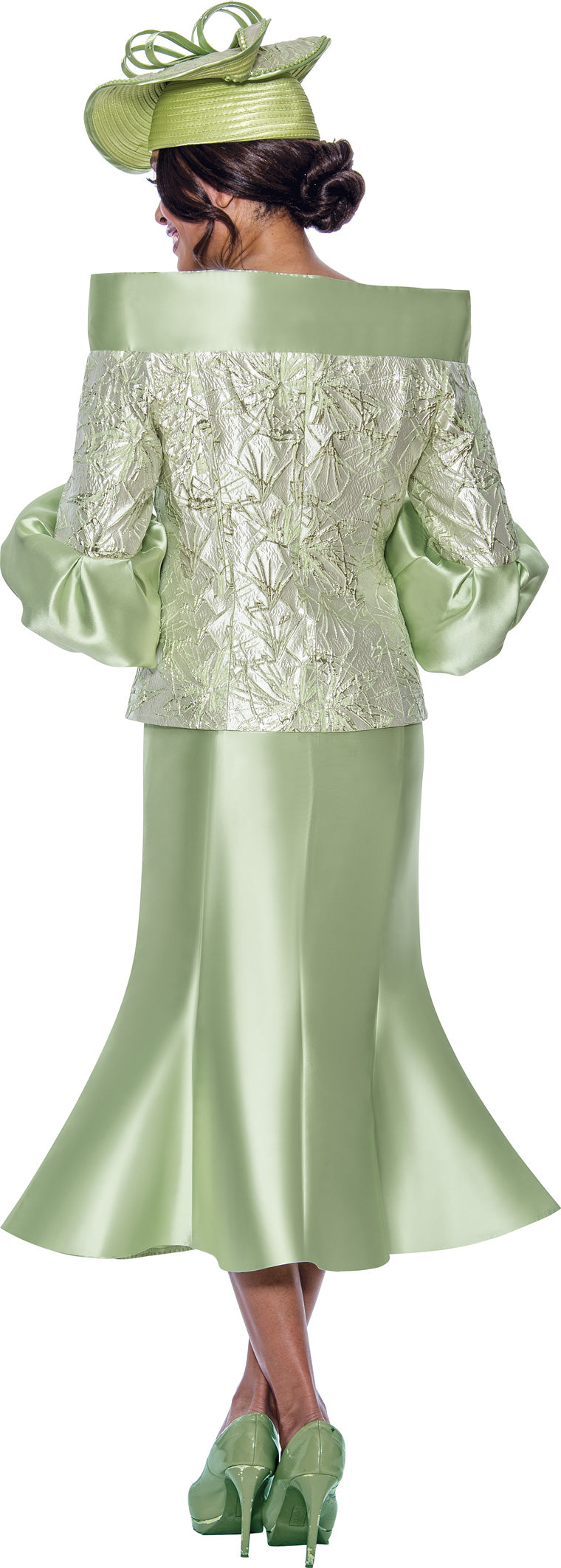 Divine Apparel G10152W Plus Size Formal Tea Length Skirt Suit