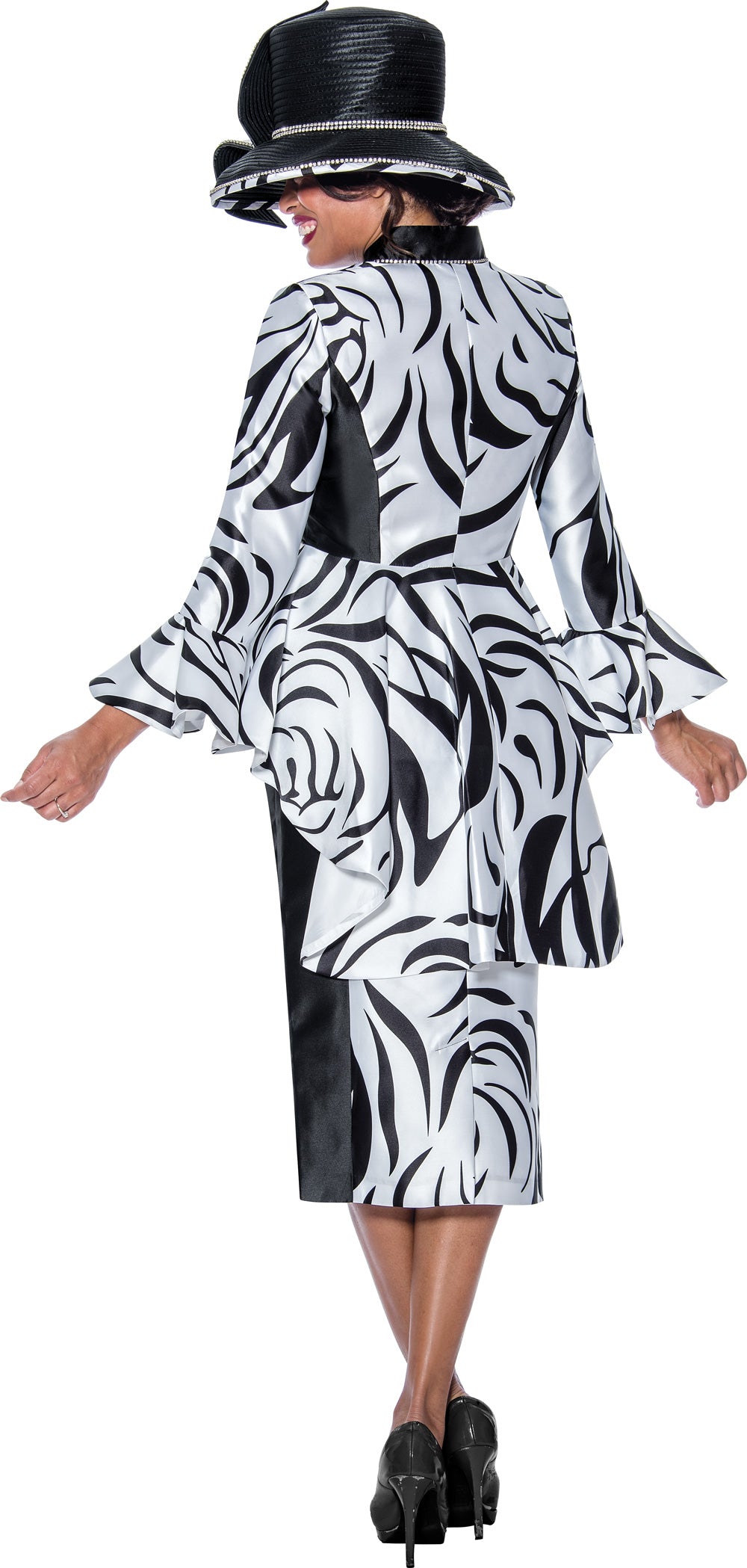 Divine Apparel G10182W Plus Size Formal Printed Tea Length Dress