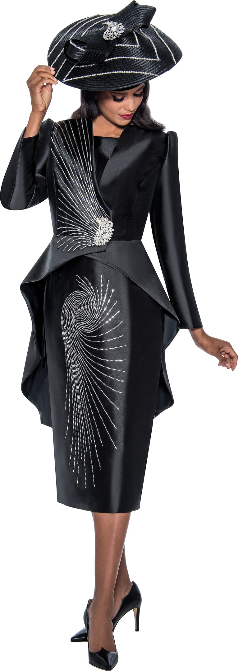 Divine Apparel G10212W Plus Size Tea Length Long Sleeve Formal Dress
