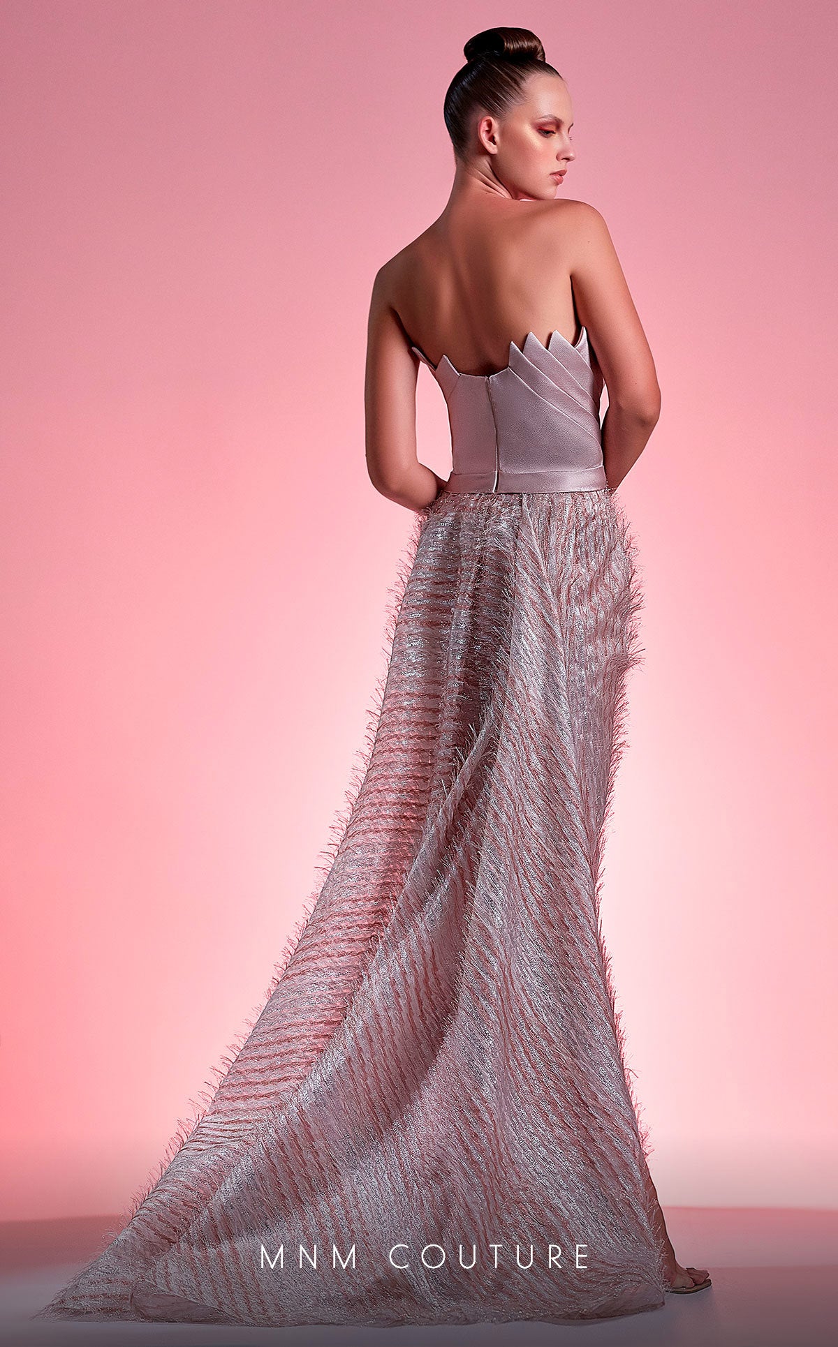 MNM Couture G1240 Long A Line Formal Fringed Overskirt Prom Dress