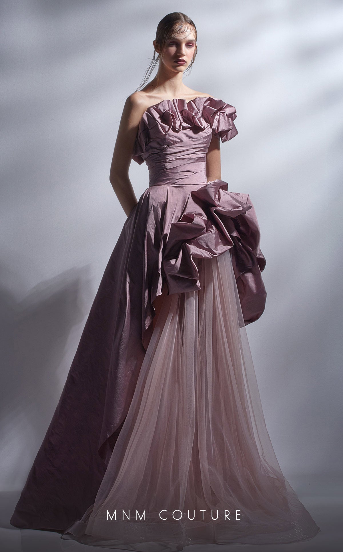 MNM Couture G1257 Long Formal A Line Ruffled Evening Prom Dress