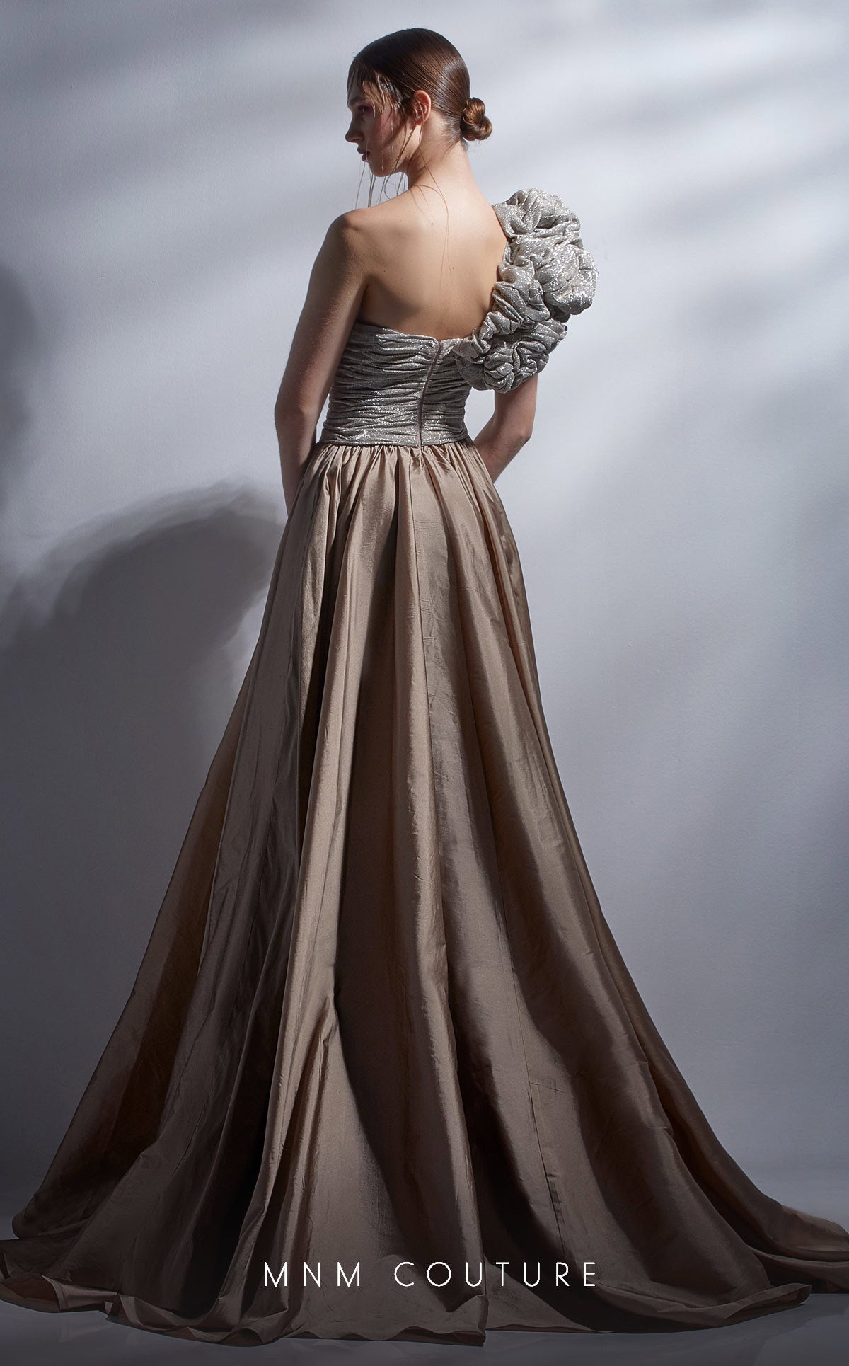 MNM Couture G1260 Formal Long Metallic Ball Gown Prom Dress