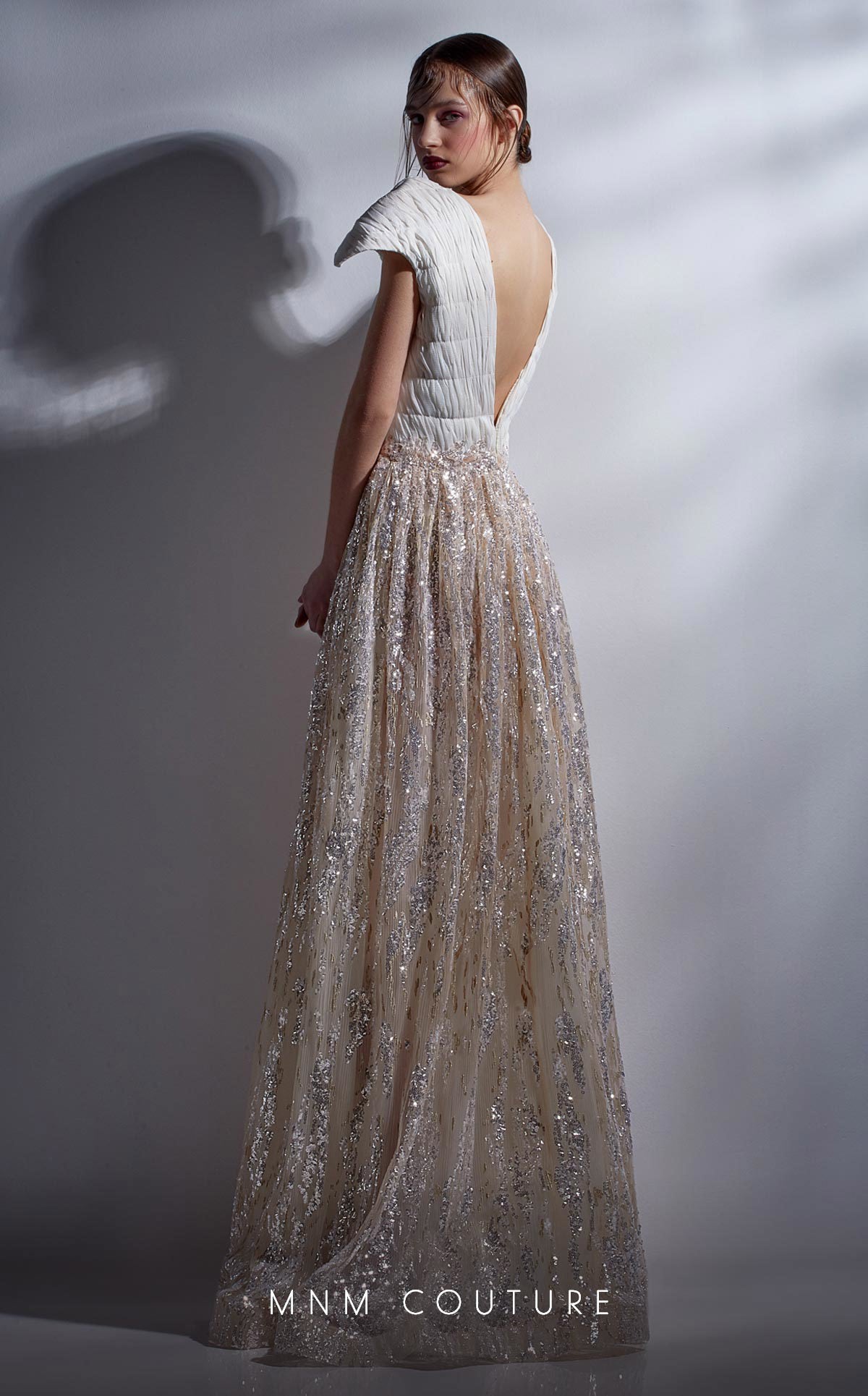 MNM Couture G1272 A Line Long Formal Beaded Sequin Evening Dress