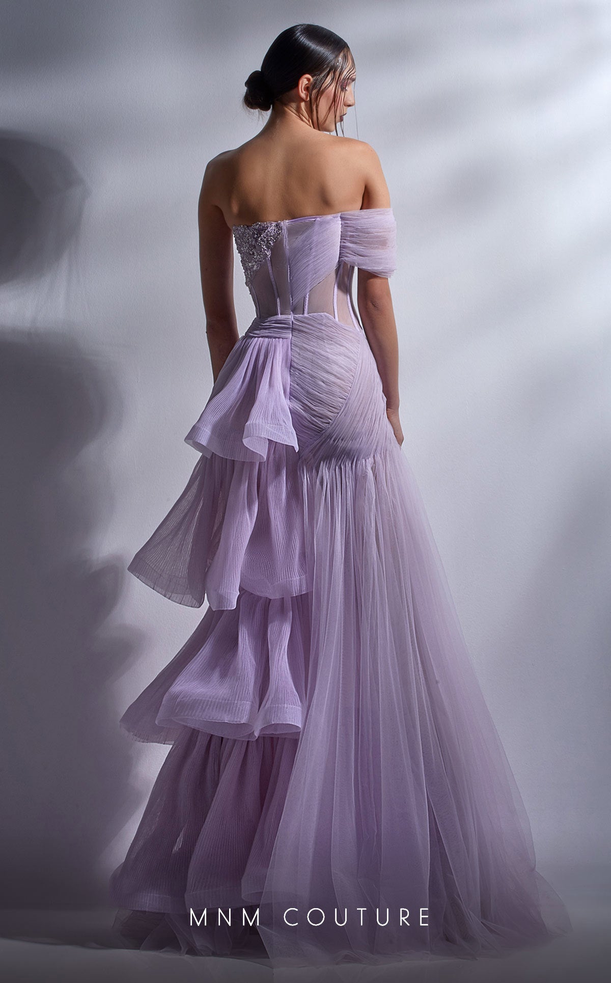 MNM Couture G1282 A Line Formal Long Beaded Corset Ruffle Prom Dress