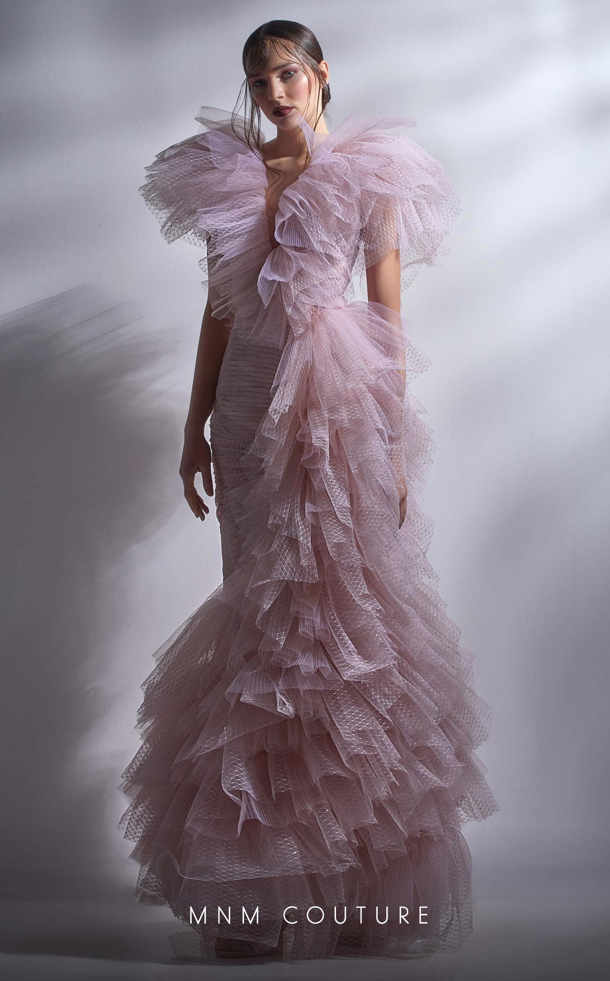 MNM Couture G1289 Long Mermaid Ruffle Formal Evening Dress