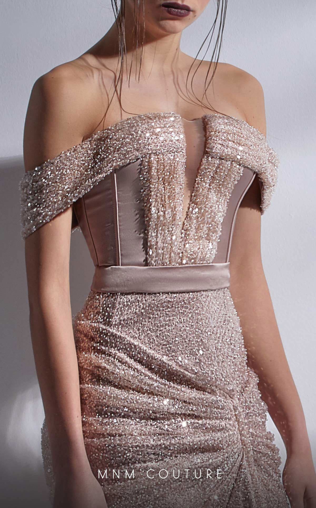 MNM Couture G1290 Prom Long Beaded Sequin Slit Formal Dress