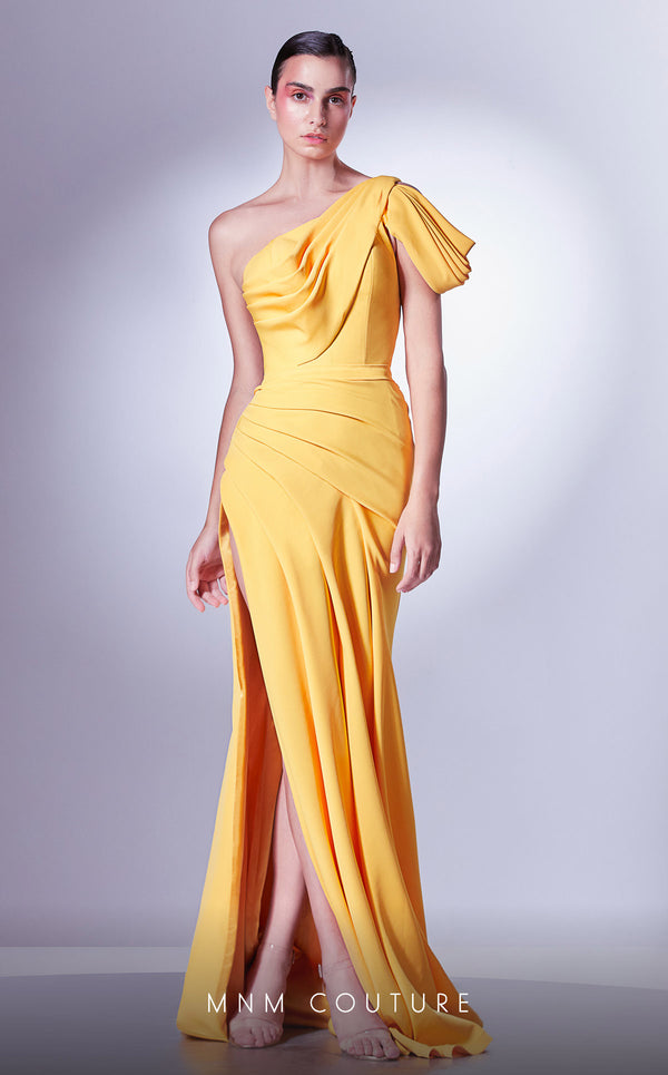 MNM Couture G1342 Pleated Formal Long Mermaid Fit Evening Prom Dress