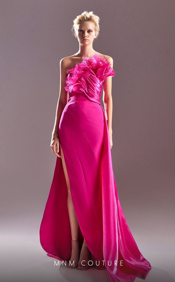 MNM Couture G1500 Fitted Long Slit Formal Evening Dress
