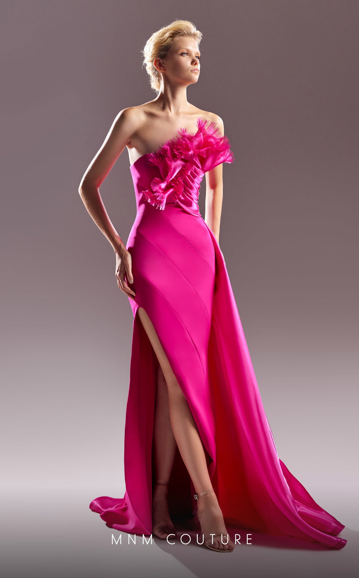 MNM Couture G1500 Fitted Long Slit Formal Evening Dress