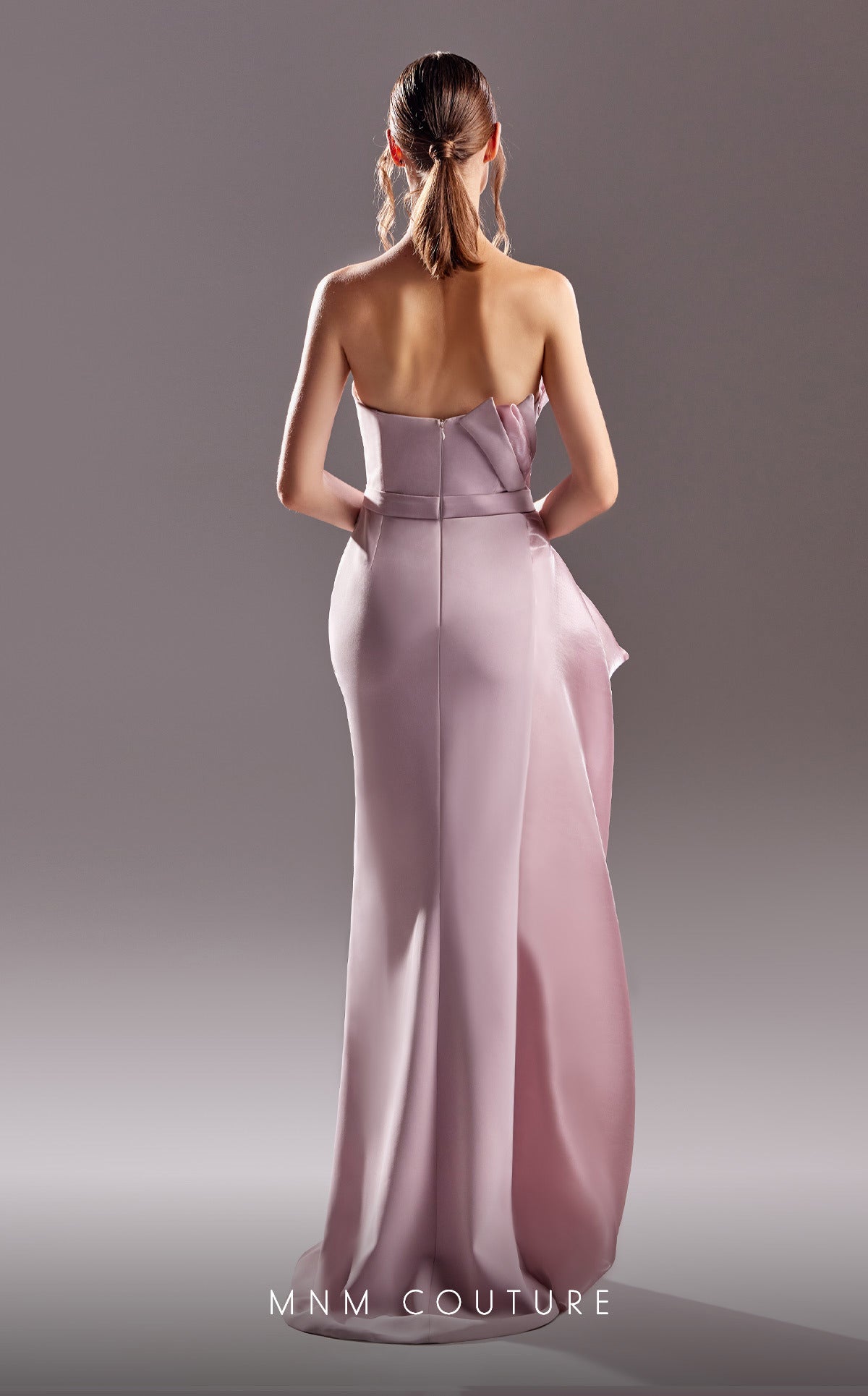 MNM Couture G1503 Long Formal Pleated Slit Evening Dress