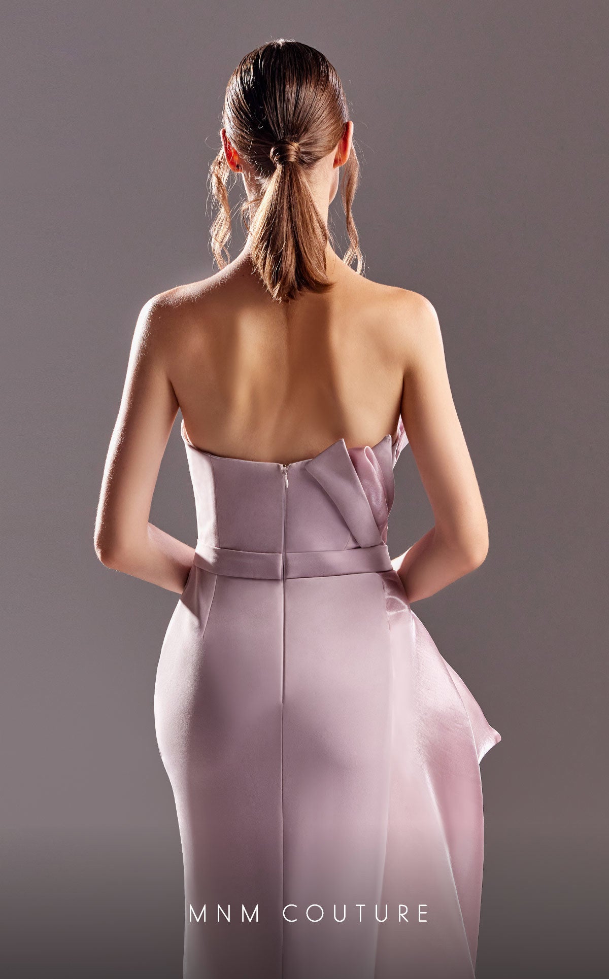 MNM Couture G1503 Long Formal Pleated Slit Evening Dress