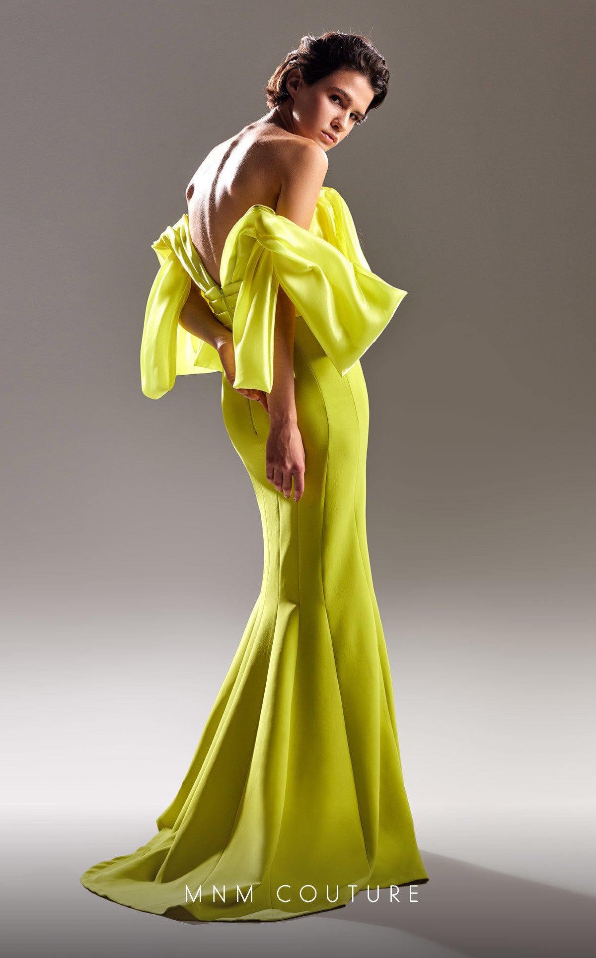 MNM Couture G1508 Long Slit Ruched Formal Evening Dress